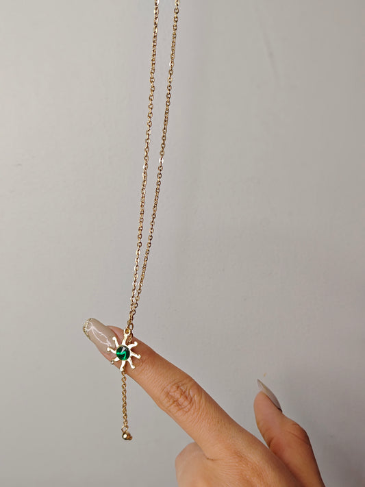 Radiant Sun – Green Stone Necklace & Earring Set