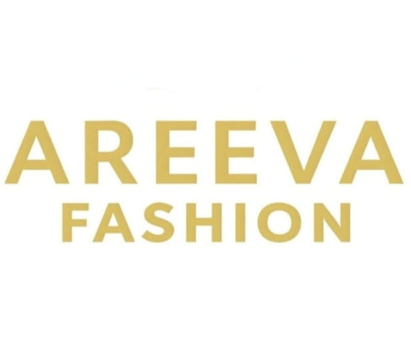 Gold 'AREEVA FASHION' text on a white background