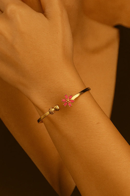 Ruby Blossom Openable Gold Bangle