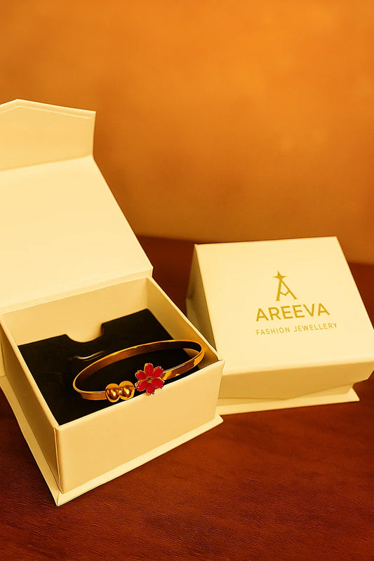 Ruby Blossom Openable Gold Bangle