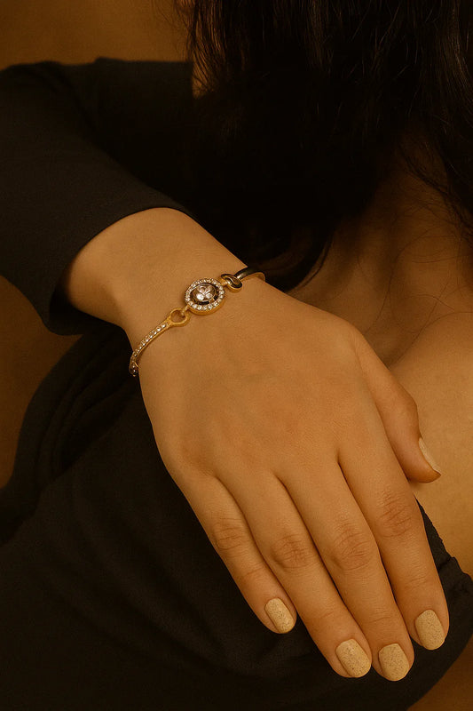 Luxe Spark – Adjustable Crystal Gold Bangle Bracelet