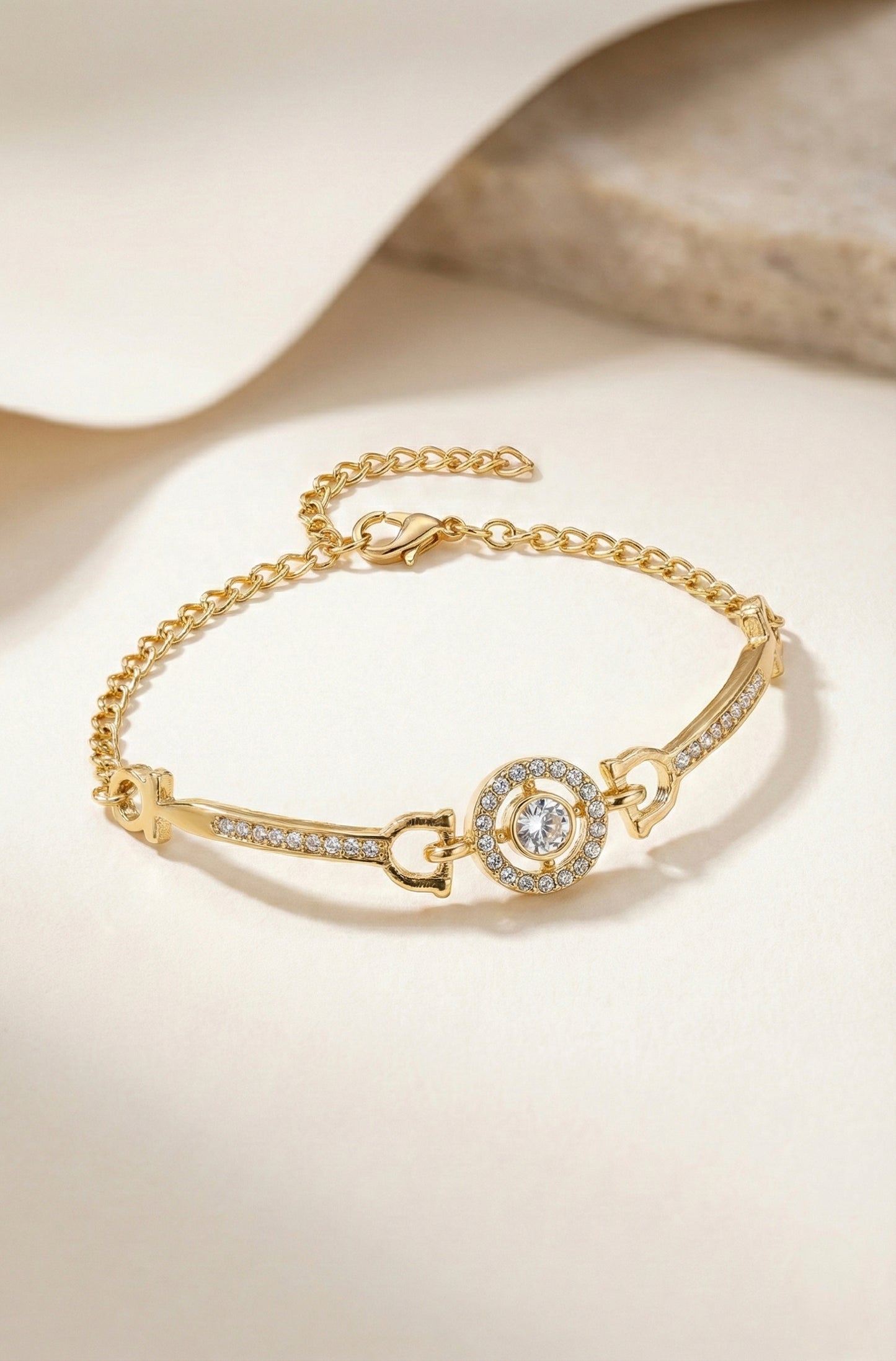 Luxe Spark – Adjustable Crystal Gold Bangle Bracelet