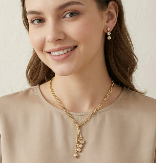Anti-Tarnish Crystal Necklace Set With Earrings