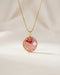 Rose Charm Pendant – Pink Enamel with Gold Chain