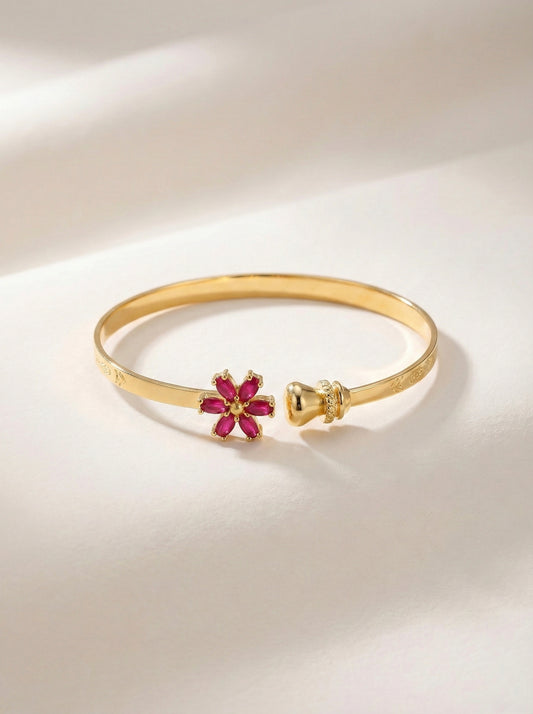 Ruby Blossom Openable Gold Bangle