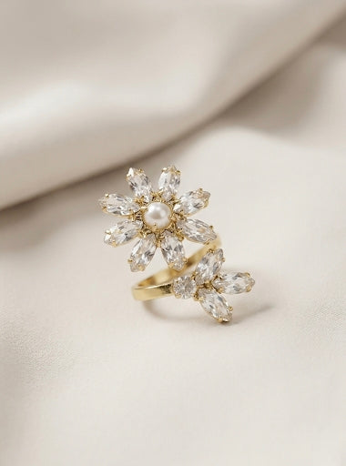 Bloom Cocktail Ring – Square & Marquise-Cut Crystal Statement Ring