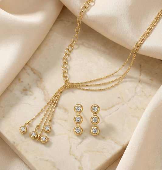 Anti-Tarnish Crystal Necklace Set With Earrings