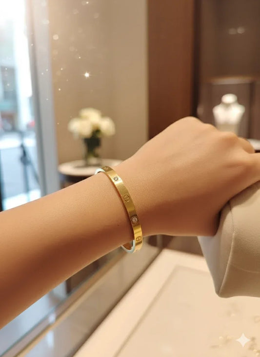 Elegant Gold Love Bracelet with Sparkling Diamond Accents