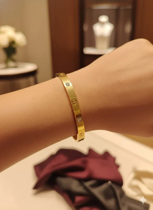 Elegant Gold Love Bracelet with Sparkling Diamond Accents