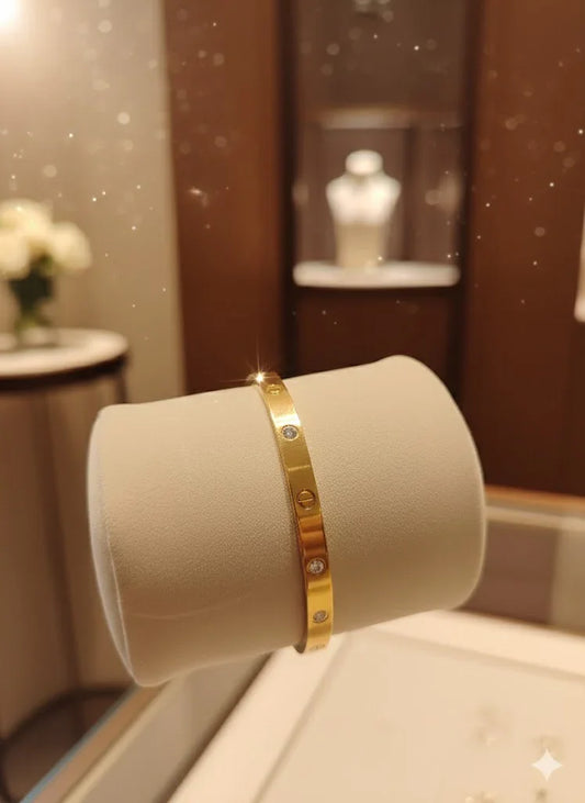 Elegant Gold Love Bracelet with Sparkling Diamond Accents